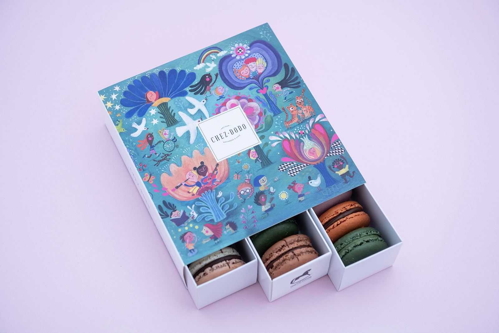 18-piece macaron selection in charity box